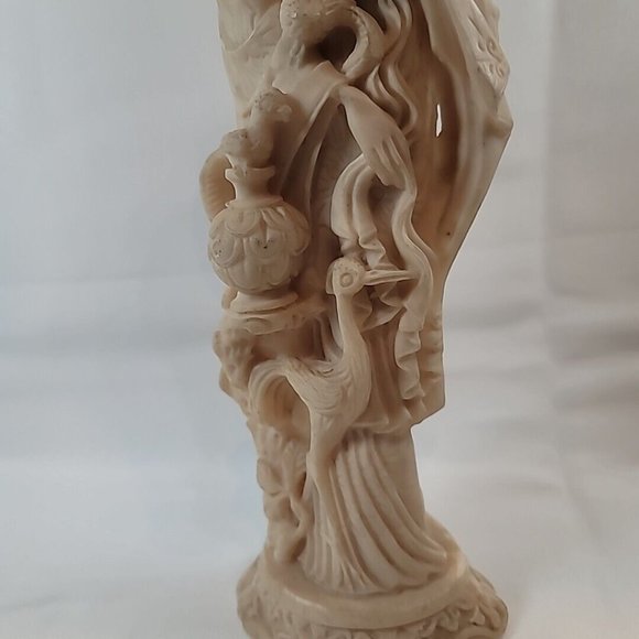 Vintage Asian Carved Soapstone Woman w/ Birds Statue Figure 14" Mexico - Picture 4 of 16